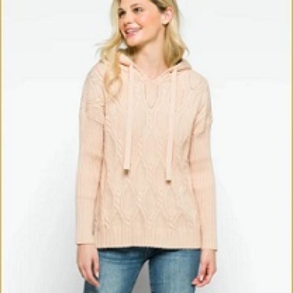 Fate Sweaters - NWT Fate Jaziah Cable Hoodie Long Sleeve Sweater Cream Sz. M